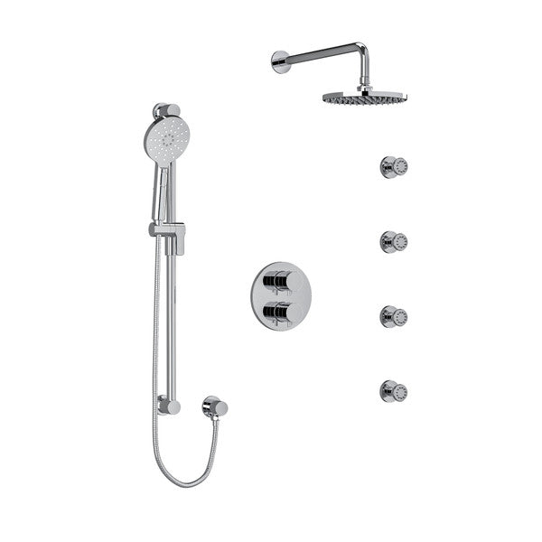 RIOBEL KIT446RUTM Riu Type T/P (Thermostatic/Pressure Balance) Double Coaxial System With Hand Shower Rail 4 Body Jets And Shower Head