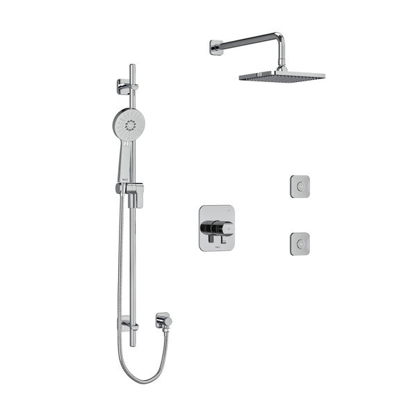 RIOBEL KIT3545SA Salome Type T/P (Thermostatic/Pressure Balance) 1/2 Inch Coaxial 3-Way System Hand Shower Rail Elbow Supply Shower Head And 2 Body Jets