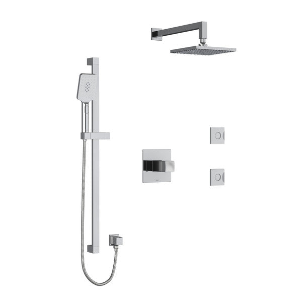 RIOBEL KIT3545RF Reflet Type T/P (Thermostatic/Pressure Balance) 1/2 Inch Coaxial 3-Way System Hand Shower Rail Elbow Supply Shower Head And 2 Body Jets