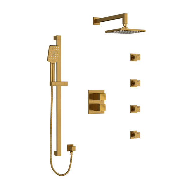 RIOBEL KIT446RF Reflet Type T/P (Thermostatic/Pressure Balance) Double Coaxial System With Hand Shower Rail 4 Body Jets And Shower Head