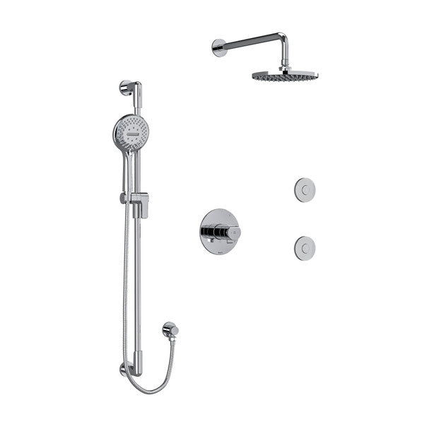 RIOBEL KIT3545PB Parabola Type T/P (Thermostatic/Pressure Balance) 1/2 Inch Coaxial 3-Way System Hand Shower Rail Elbow Supply Shower Head And 2 Body Jets