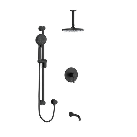 RIOBEL KIT1345EDTM-6 Edge Type T/P (Thermostatic/Pressure Balance) 1/2 Inch Coaxial 3-Way System With Vertical Shower Arm, Hand Shower Rail, Shower Head And Spout