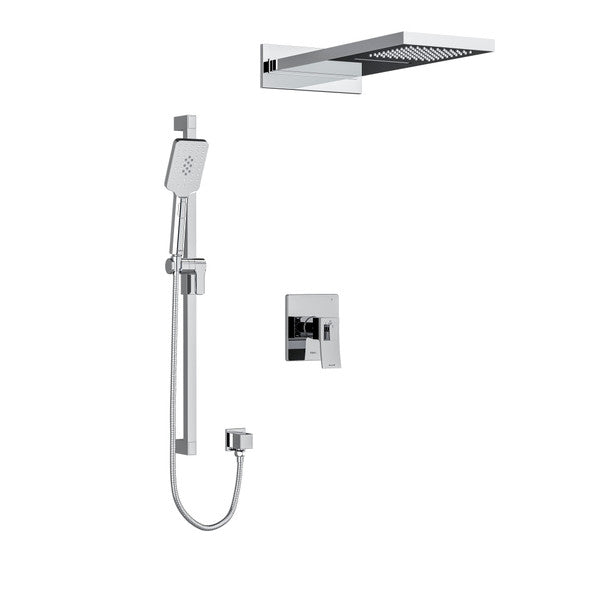 RIOBEL KIT8045 Premium Type T/P (Thermostatic/Pressure Balance) 1/2 Inch Coaxial 3-Way System With Hand Shower Rail And Rain And Cascade Shower Head