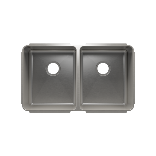 HOME REFINEMENTS 003232 Undermount Classic Double Bowl Kitchen Sink, L15"X18"X10" R15"X18"X10"