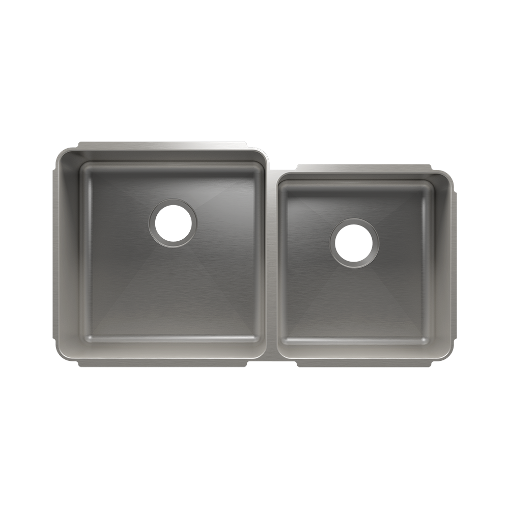 HOME REFINEMENTS 003236 Undermount Classic Double Bowl Kitchen Sink, L18"X18"X10" R15"X16"X8"