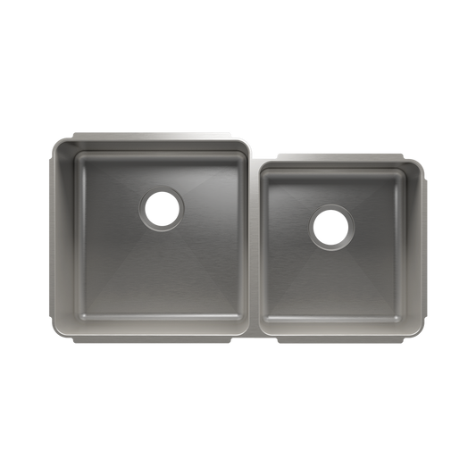 HOME REFINEMENTS 003236 Undermount Classic Double Bowl Kitchen Sink, L18"X18"X10" R15"X16"X8"