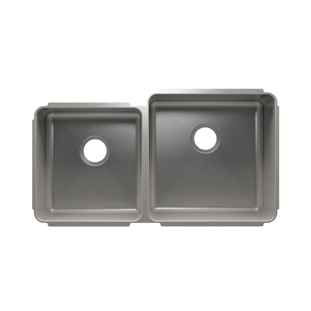 HOME REFINEMENTS 003237 Undermount Classic Double Bowl Kitchen Sink, L15"X16"X8" R18"X18"X10"