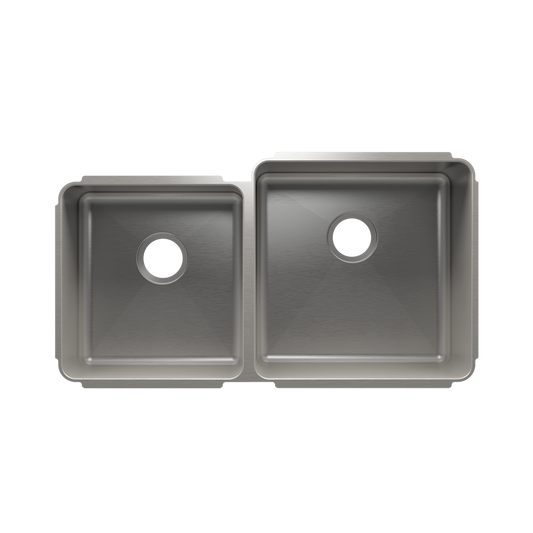 HOME REFINEMENTS 003237 Undermount Classic Double Bowl Kitchen Sink, L15"X16"X8" R18"X18"X10"