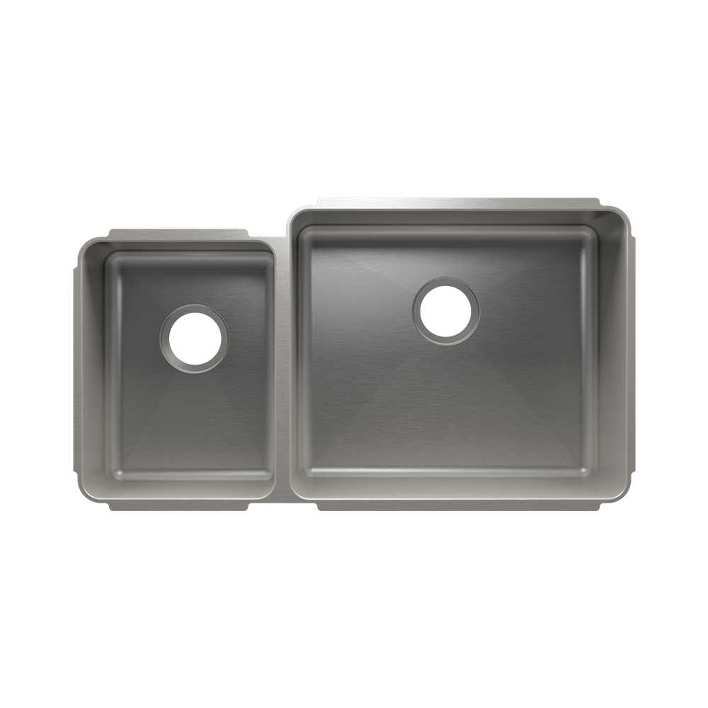 HOME REFINEMENTS 003241 Undermount Classic Double Bowl Kitchen Sink, L12"X16"X8" R21"X18"X10"