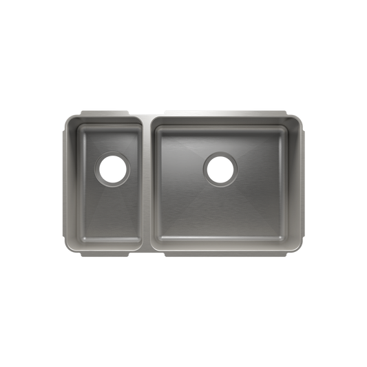 HOME REFINEMENTS 003246 Undermount Classic Double Bowl Kitchen Sink, L9"X16"X8" R18"X16"X10"