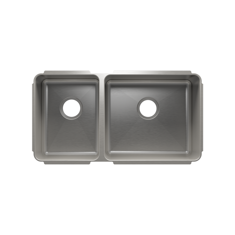 HOME REFINEMENTS 003248 Undermount Classic Double Bowl Kitchen Sink, L12"X16"X8" R18"X16"X10"