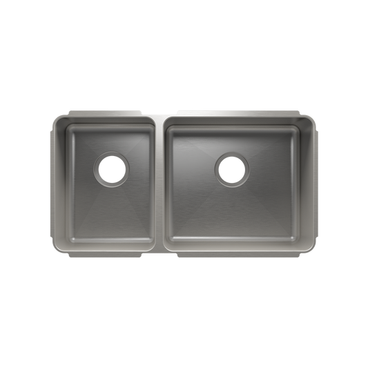 HOME REFINEMENTS 003248 Undermount Classic Double Bowl Kitchen Sink, L12"X16"X8" R18"X16"X10"