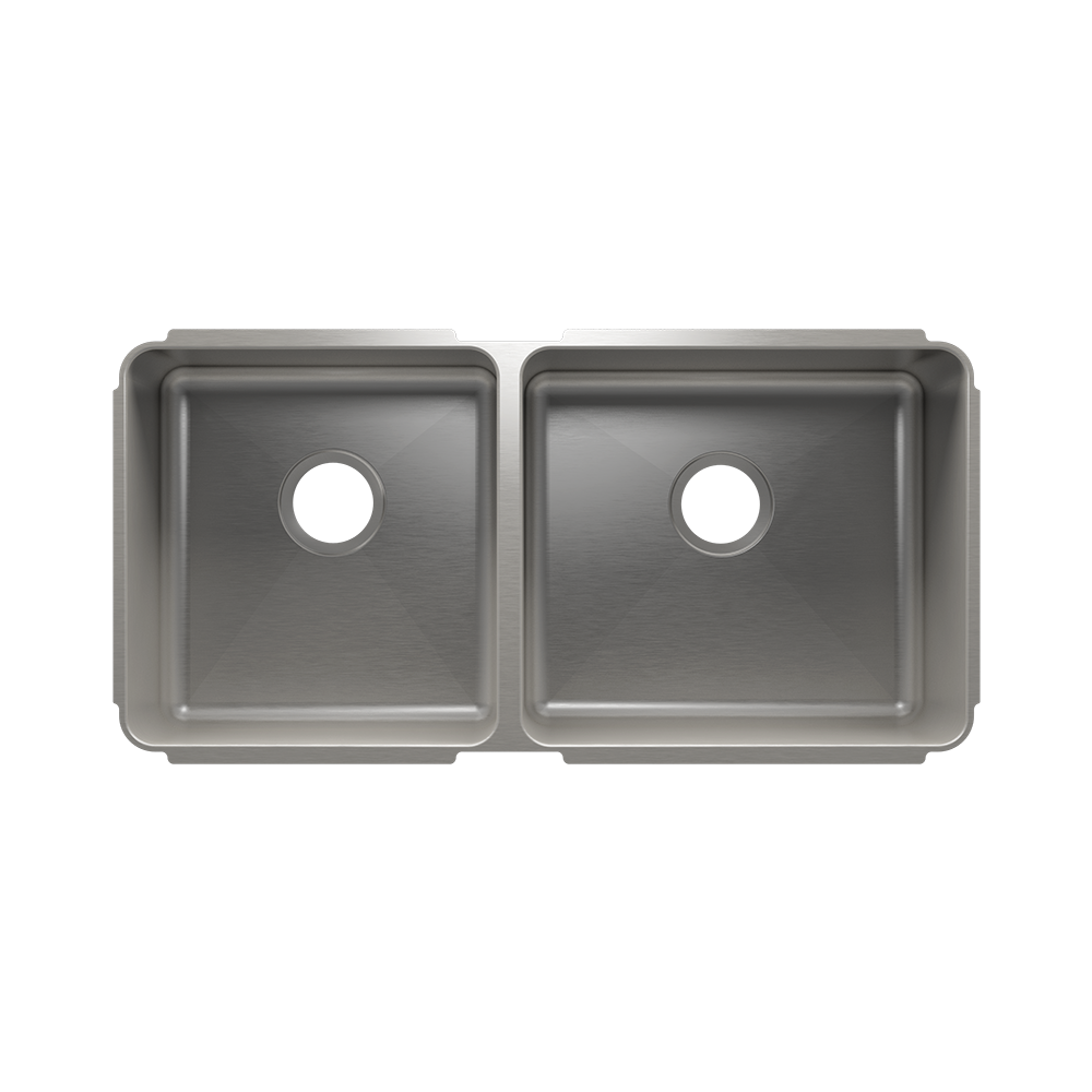 HOME REFINEMENTS 003249 Undermount Classic Double Bowl Kitchen Sink, L15"X16"X8" R18"X16"X10"