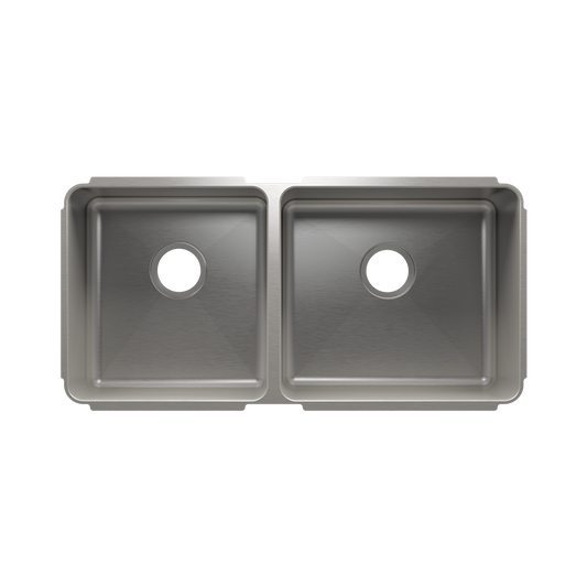 HOME REFINEMENTS 003249 Undermount Classic Double Bowl Kitchen Sink, L15"X16"X8" R18"X16"X10"