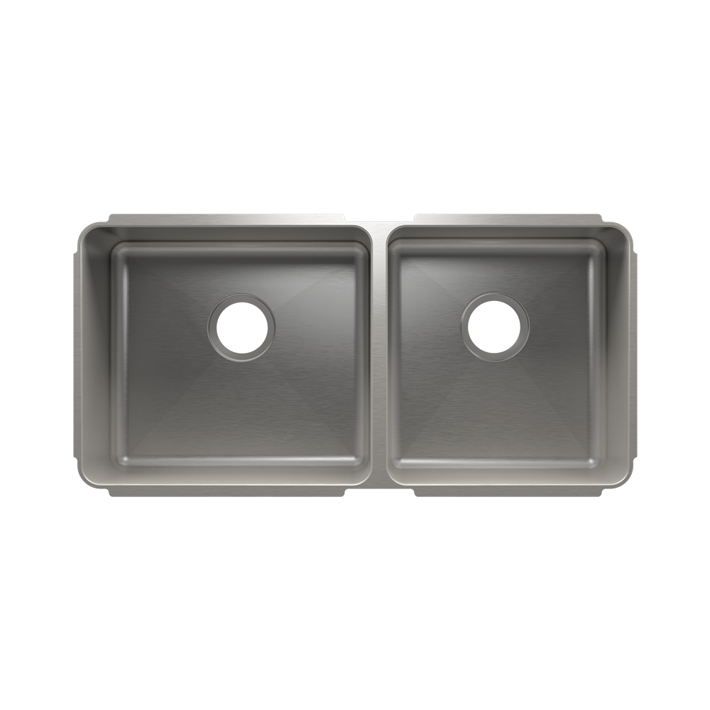 HOME REFINEMENTS 003253 Undermount Classic Double Bowl Kitchen Sink, L18"X16"X10" R15"X16"X8"