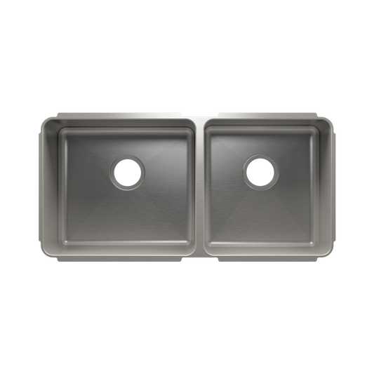 HOME REFINEMENTS 003253 Undermount Classic Double Bowl Kitchen Sink, L18"X16"X10" R15"X16"X8"