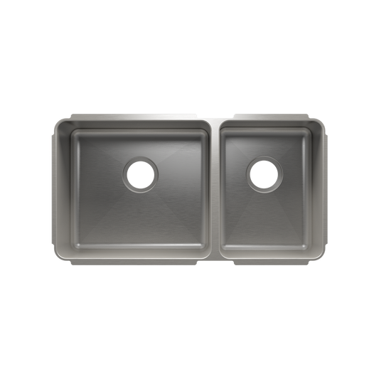 HOME REFINEMENTS 003254 Undermount Classic Double Bowl Kitchen Sink, L18"X16"X10" R12"X16"X8"