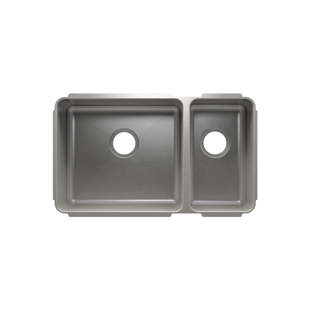 HOME REFINEMENTS 003256 Undermount Classic Double Bowl Kitchen Sink, L18"X16"X10" R9"X16"X8"