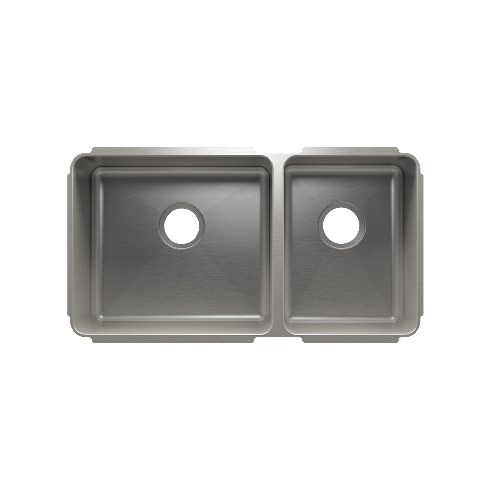 HOME REFINEMENTS 003277 Undermount Classic Double Bowl Kitchen Sink, L18"X16"X8" R12"X16"X8"