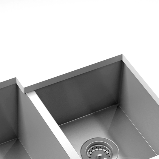 HOME REFINEMENTS 003639 Undermount Urbanedge Double Bowl Kitchen Sink, L12"X16"X8" R18"X18"X10"