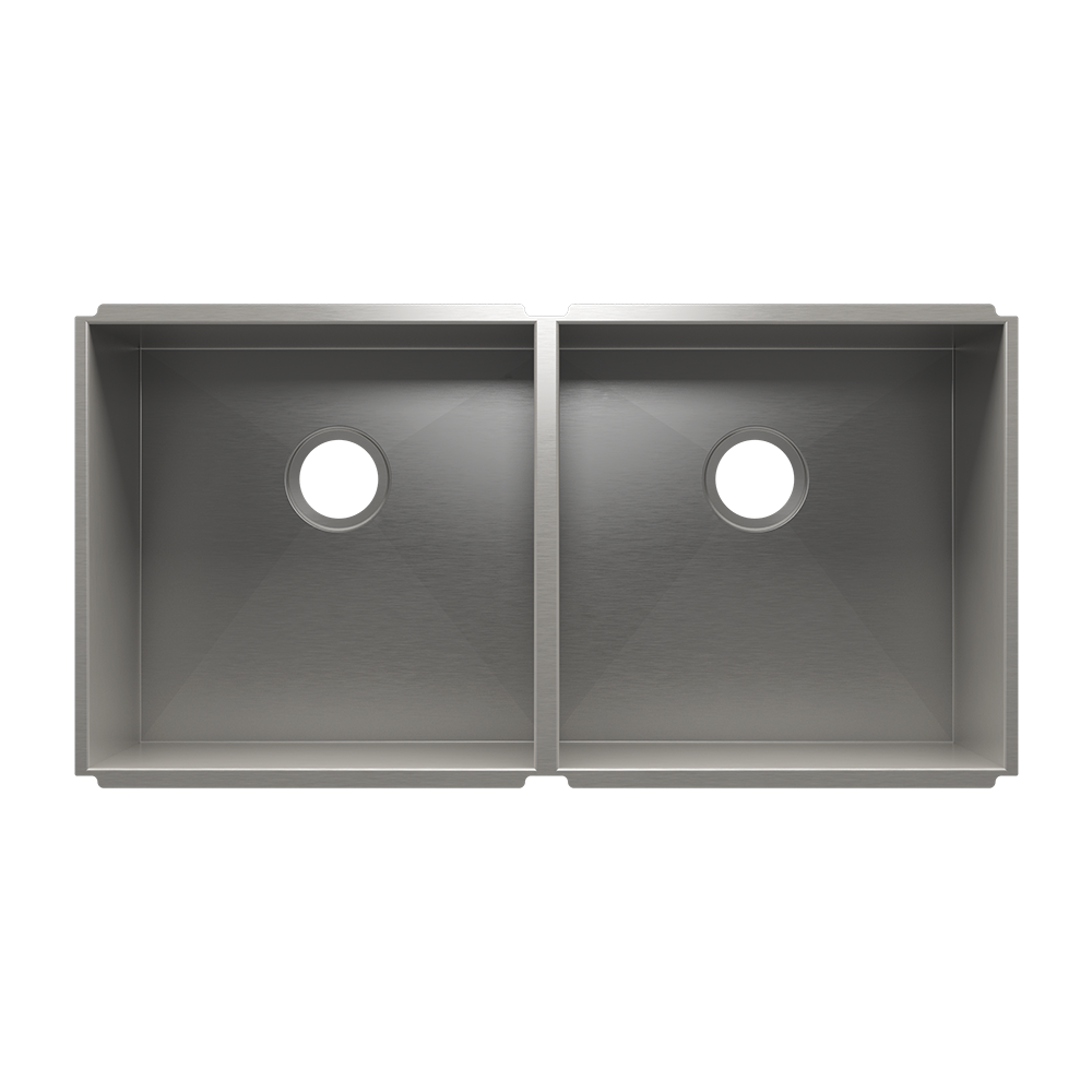 HOME REFINEMENTS 003642 Undermount Urbanedge Double Bowl Kitchen Sink, L18"X18"X10" R18"X18"X10"