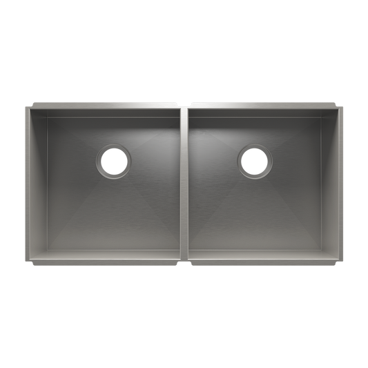 HOME REFINEMENTS 003642 Undermount Urbanedge Double Bowl Kitchen Sink, L18"X18"X10" R18"X18"X10"