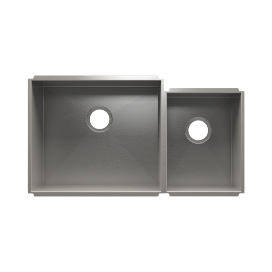 HOME REFINEMENTS 003643 Undermount Urbanedge Double Bowl Kitchen Sink, L21"X18"X10" R12"X16"X8"