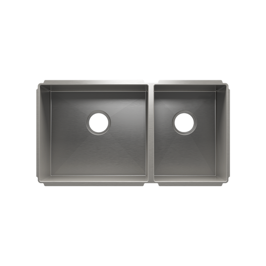 HOME REFINEMENTS 003934 Undermount J7 Double Bowl Kitchen Sink, L18"X16"X8" R12"X16"X8"