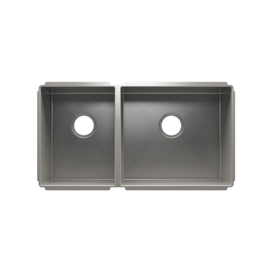 HOME REFINEMENTS 003936 Undermount J7 Double Bowl Kitchen Sink, L12"X16"X8" R18"X16"X8"