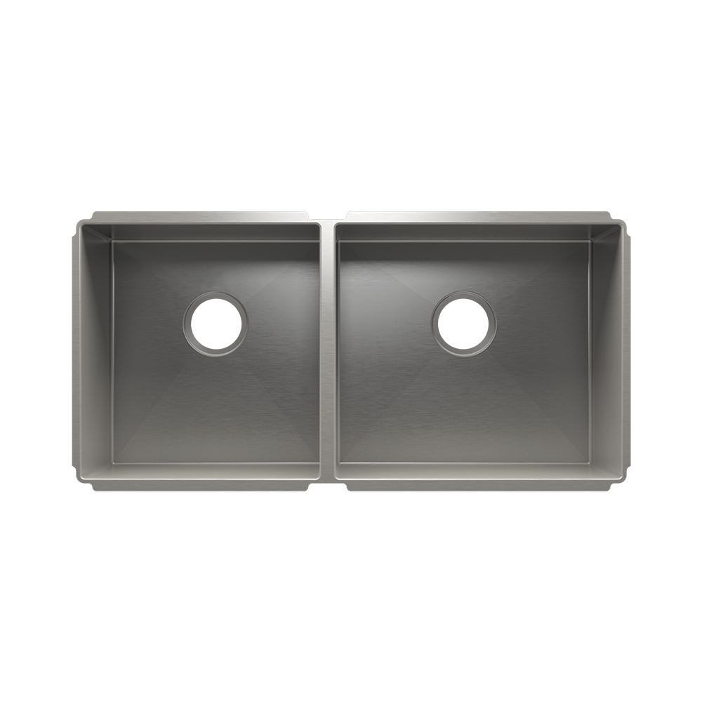 HOME REFINEMENTS 003948 Undermount J7 Double Bowl Kitchen Sink, L15"X16"X8" R18"X16"X8"