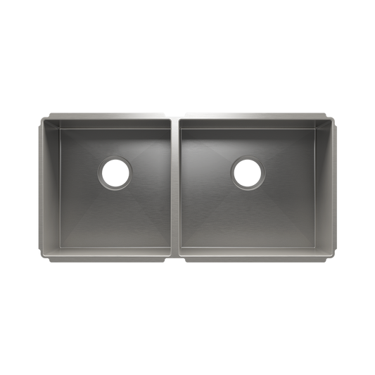 HOME REFINEMENTS 003948 Undermount J7 Double Bowl Kitchen Sink, L15"X16"X8" R18"X16"X8"