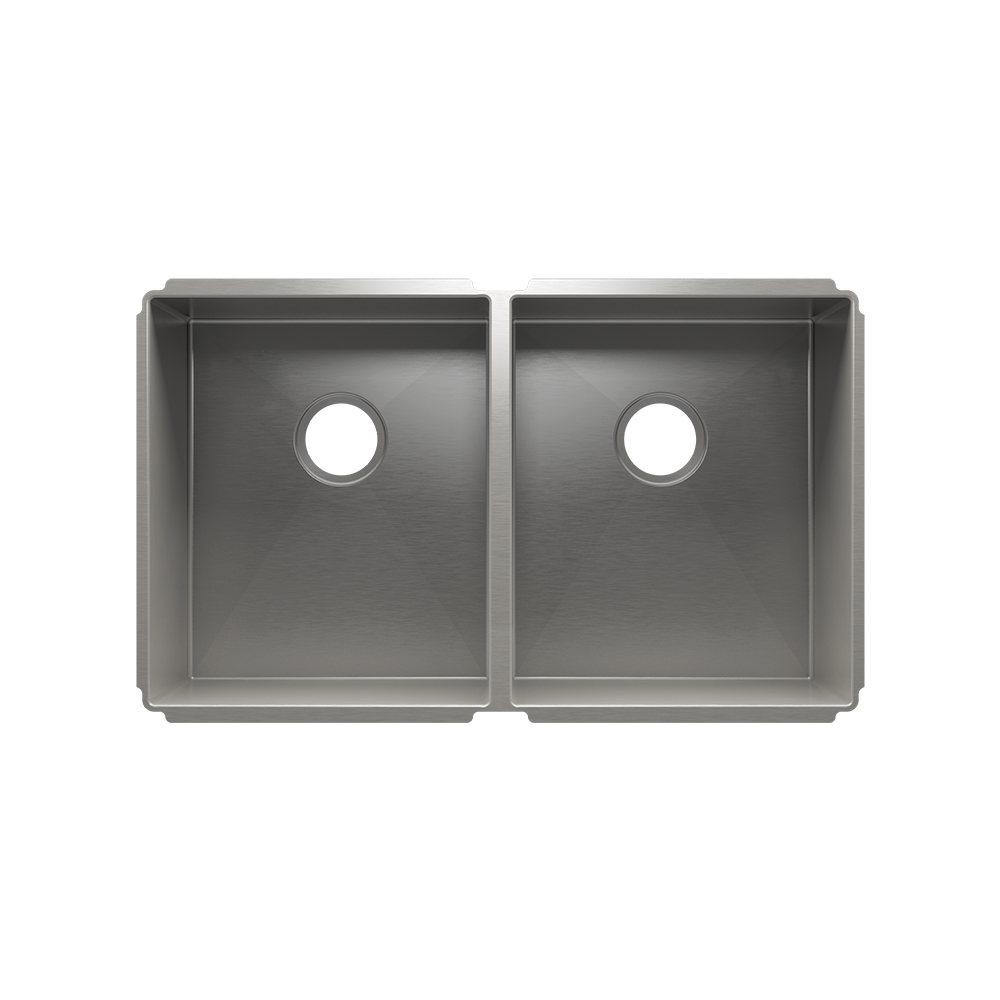 HOME REFINEMENTS 003949 Undermount J7 Double Bowl Kitchen Sink, L15"X18"X10" R15"X18"X10"