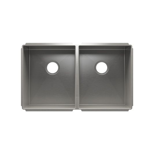 HOME REFINEMENTS 003949 Undermount J7 Double Bowl Kitchen Sink, L15"X18"X10" R15"X18"X10"