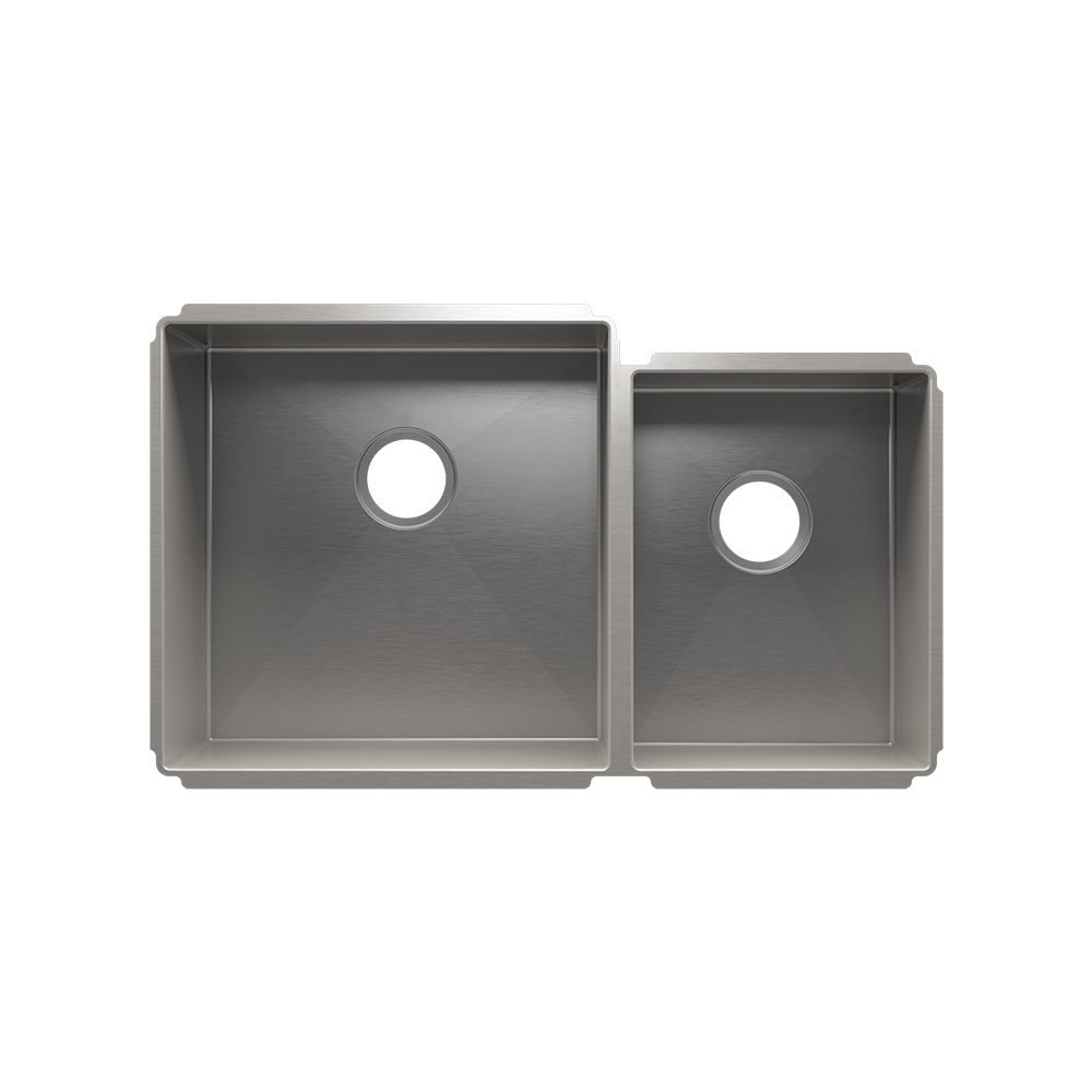 HOME REFINEMENTS 003952 Undermount J7 Double Bowl Kitchen Sink, L18"X18"X10" R12"X16"X8"