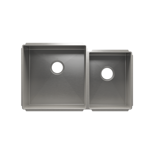 HOME REFINEMENTS 003952 Undermount J7 Double Bowl Kitchen Sink, L18"X18"X10" R12"X16"X8"