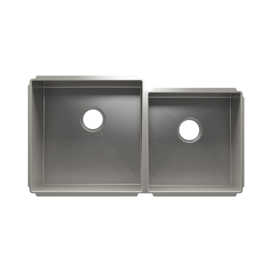 HOME REFINEMENTS 003954 Undermount J7 Double Bowl Kitchen Sink, L18"X18"X10" R15"X16"X8"