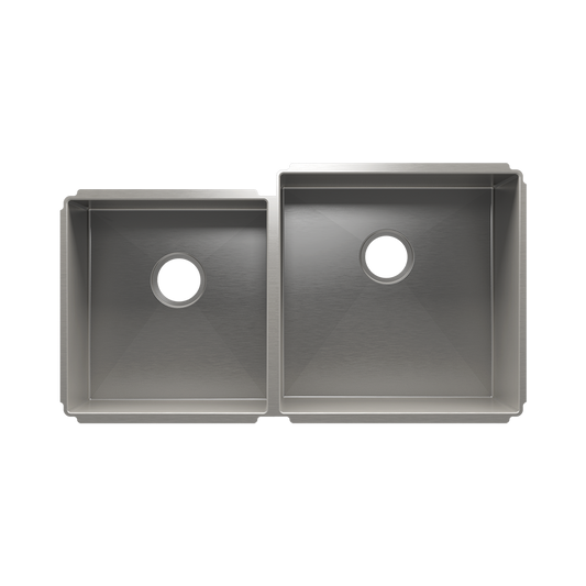 HOME REFINEMENTS 003957 Undermount J7 Double Bowl Kitchen Sink, L15"X16"X8" R18"X18"X10"