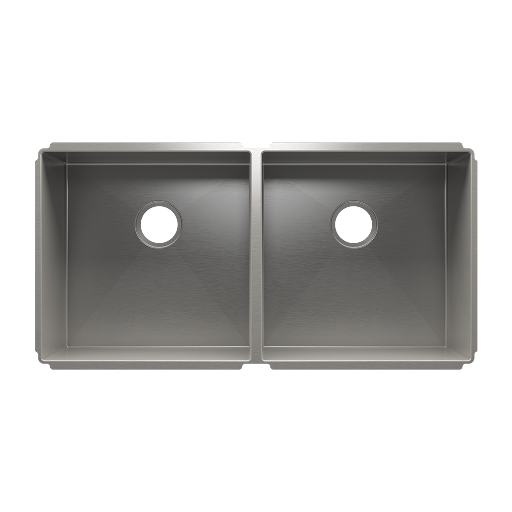 HOME REFINEMENTS 003958 Undermount J7 Double Bowl Kitchen Sink, L18"X18"X10" R18"X18"X10"