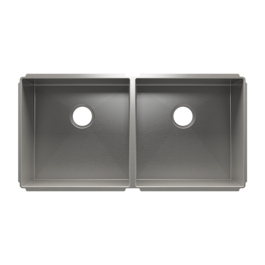 HOME REFINEMENTS 003958 Undermount J7 Double Bowl Kitchen Sink, L18"X18"X10" R18"X18"X10"