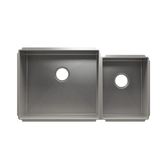 HOME REFINEMENTS 003959 Undermount J7 Double Bowl Kitchen Sink, L21"X18"X10" R12"X16"X8"