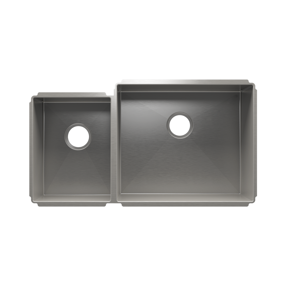 HOME REFINEMENTS 003962 Undermount J7 Double Bowl Kitchen Sink, L12"X16"X8" R21"X18"X10"