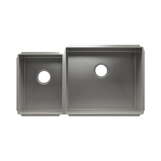 HOME REFINEMENTS 003962 Undermount J7 Double Bowl Kitchen Sink, L12"X16"X8" R21"X18"X10"