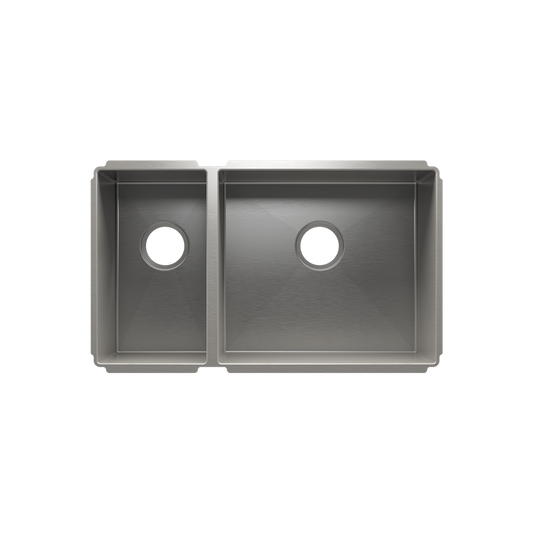 HOME REFINEMENTS 003982 Undermount J7 Double Bowl Kitchen Sink, L9"X16"X8" R18"X16"X10"