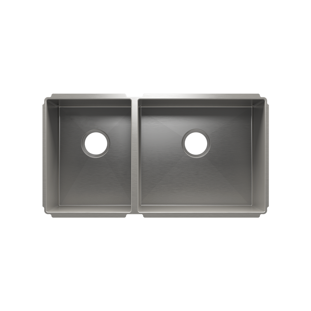 HOME REFINEMENTS 003983 Undermount J7 Double Bowl Kitchen Sink, L12"X16"X8" R18"X16"X10"