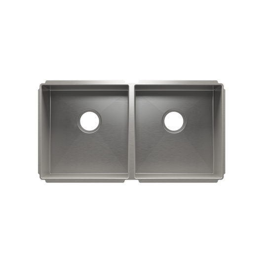 HOME REFINEMENTS 003987 Undermount J7 Double Bowl Kitchen Sink, L15"X16"X8" R15"X16"X8"