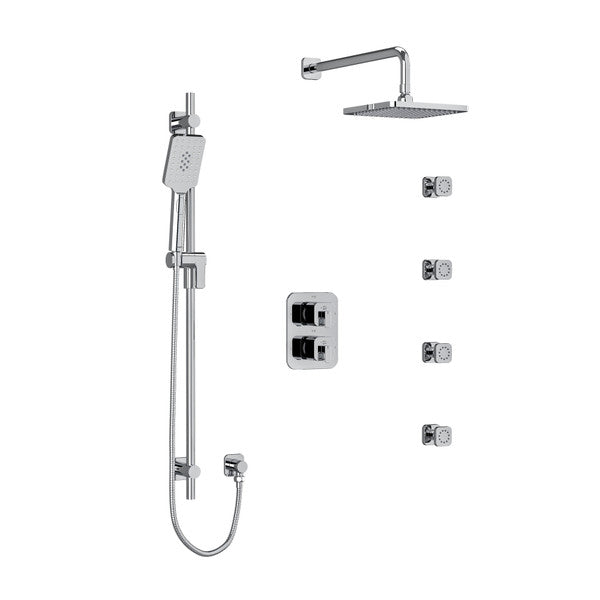 RIOBEL KIT446EQ Equinox Type T/P (Thermostatic/Pressure Balance) Double Coaxial System With Hand Shower Rail 4 Body Jets And Shower Head