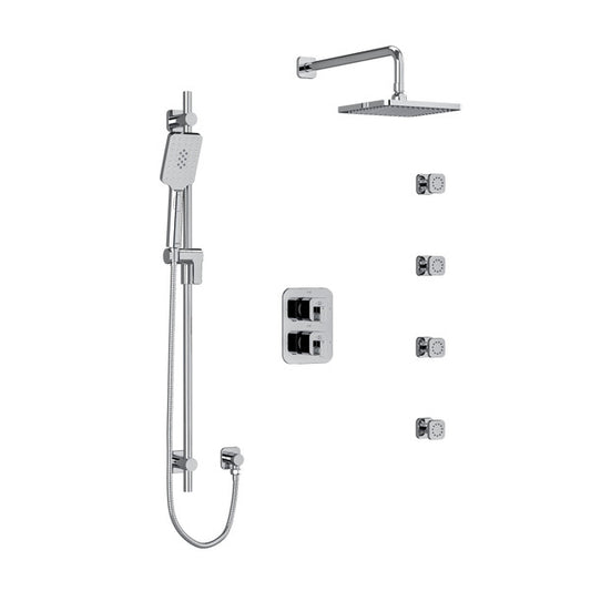 RIOBEL KIT446EQ Equinox Type T/P (Thermostatic/Pressure Balance) Double Coaxial System With Hand Shower Rail 4 Body Jets And Shower Head