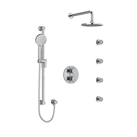 RIOBEL KIT446EDTM Edge Type T/P (Thermostatic/Pressure Balance) Double Coaxial System With Hand Shower Rail 4 Body Jets And Shower Head