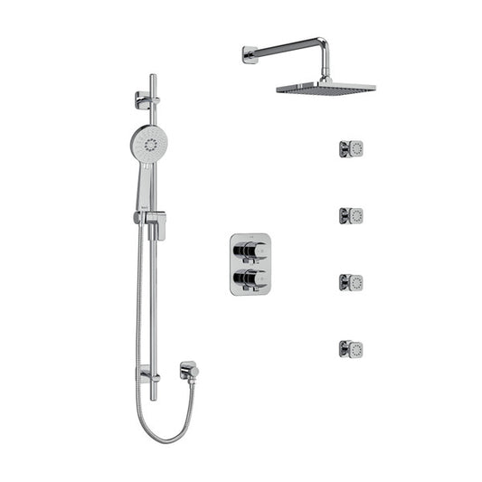 RIOBEL KIT446SA Salome Type T/P (Thermostatic/Pressure Balance) Double Coaxial System With Hand Shower Rail 4 Body Jets And Shower Head