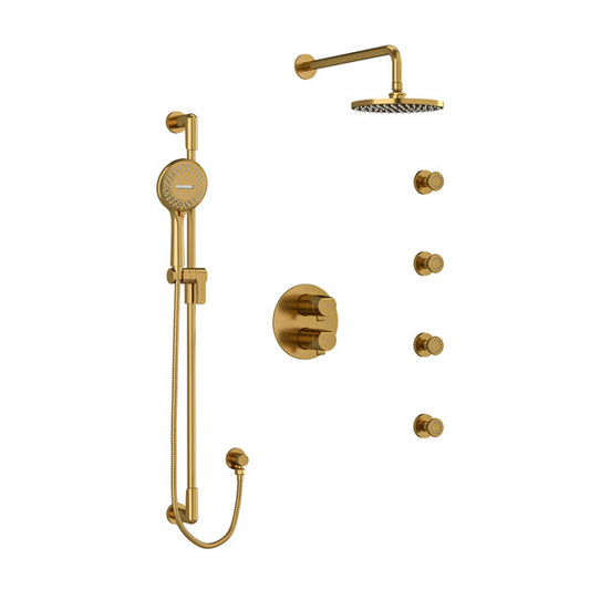 RIOBEL KIT446PB Parabola Type T/P (Thermostatic/Pressure Balance) Double Coaxial System With Hand Shower Rail 4 Body Jets And Shower Head